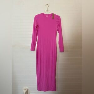 SKIMS Vibrant Pink Long Sleeve Dress